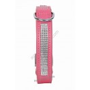 Comfy Leather Dog Collar With FOUR rows of Embedded SWAROVSKI crystals: Pink